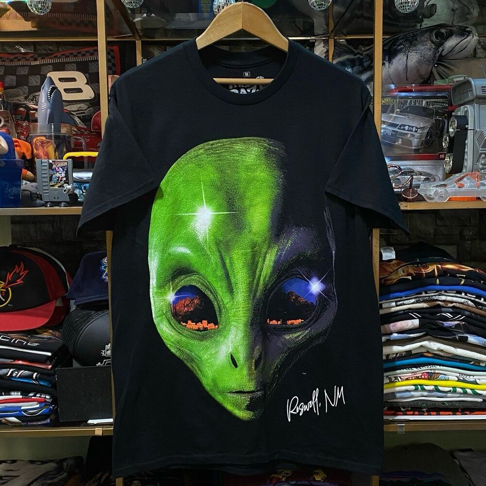Roswell Alien Outlet T-Shirt Mens Medium Black Unidentified Flying Oddities
